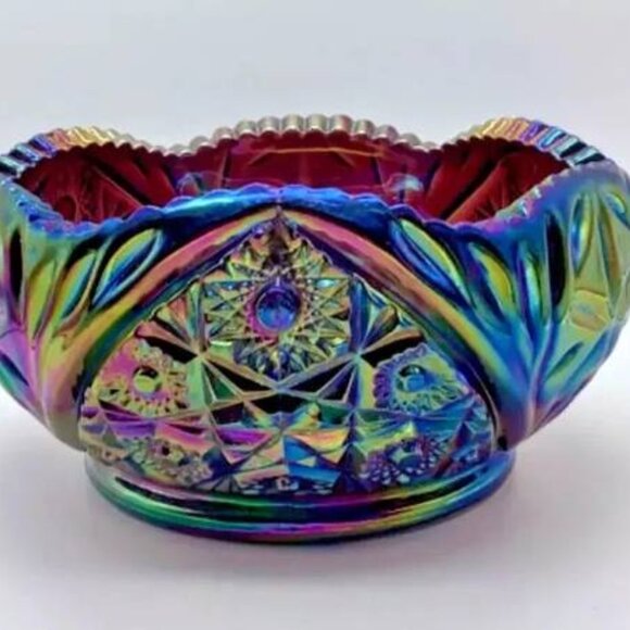 Excellent Condition L. E. Smith Sawtooth Rim Iridescent Amethyst Carnival Glass - Picture 1 of 7